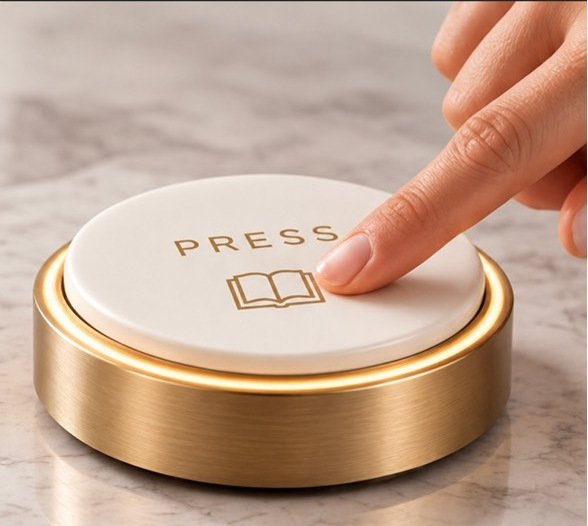 A finger pressing the gold Memory Button